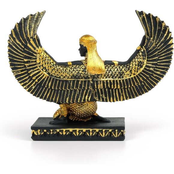 Open Wings Kneeling Egyptian Isis Figurine Ancient Goddess Sculpture Decor - Picture 6 of 6